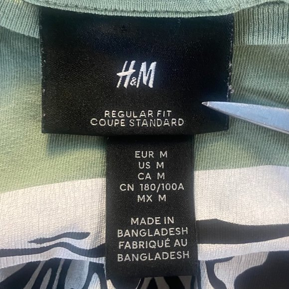 H&M (Size M) "All Make Believe" Mint Green Skull T-Shirt - Picture 4 of 5